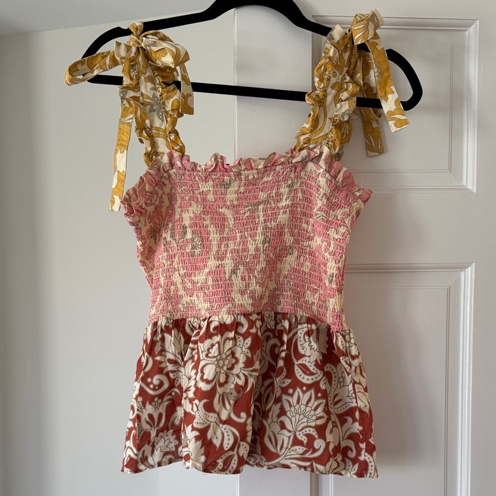 Chic Pink, Yellow, and Red Floral Women's Blouse